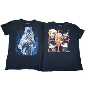 (2) Attack On Titan Shirts Mikasa Akerman & Chibi Mens Medium Vintage Y2K Anime